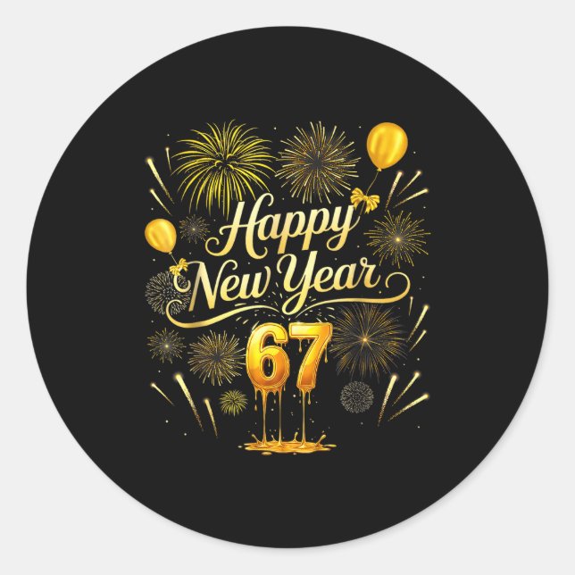 Happy New Year 2026 Funny 67 Six Seven Meme Gen Al Classic Round Sticker (Front)