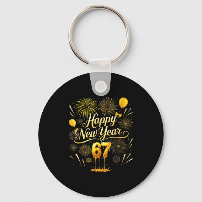 Happy New Year 2026 Funny 67 Six Seven Meme Gen Al Keychain (Front)