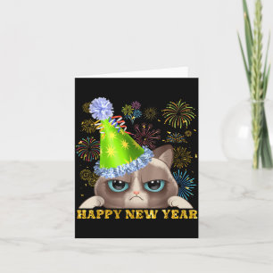Happy New Year 2026 Funny Cat New Year's Eve Hat G Card