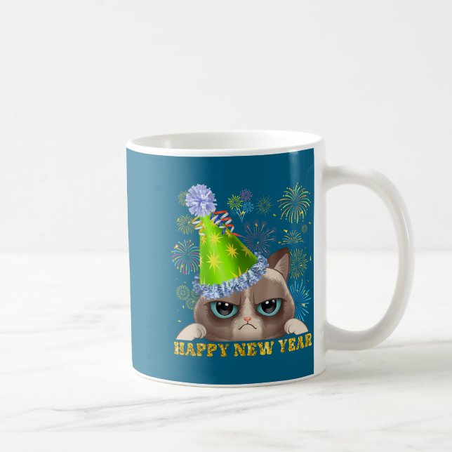 Happy New Year 2026 Funny Cat New Year's Eve Hat G Coffee Mug (Right)