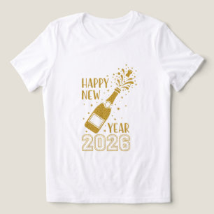 Happy New Year 2026 Glitter Tee for Women