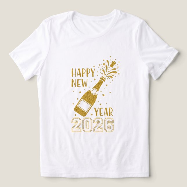  Happy New Year 2026 Glitter Tee for Women (Design Front)