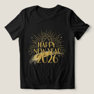 Happy New Year 2026 Glitter Tee for Women