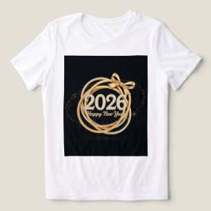 Happy New Year 2026 Glitter Tee for Women