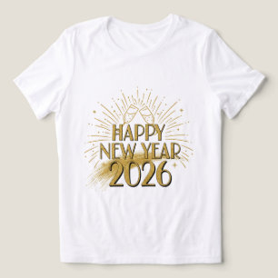 Happy New Year 2026 Glitter Tee for Women