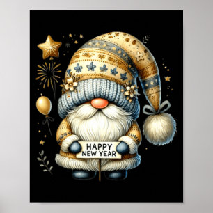Happy New Year 2026 Gnome Watercolor Gnome New Yea Poster