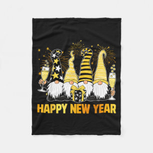 Happy New Year 2026 Gnomes Drinking Champagne New  Fleece Blanket