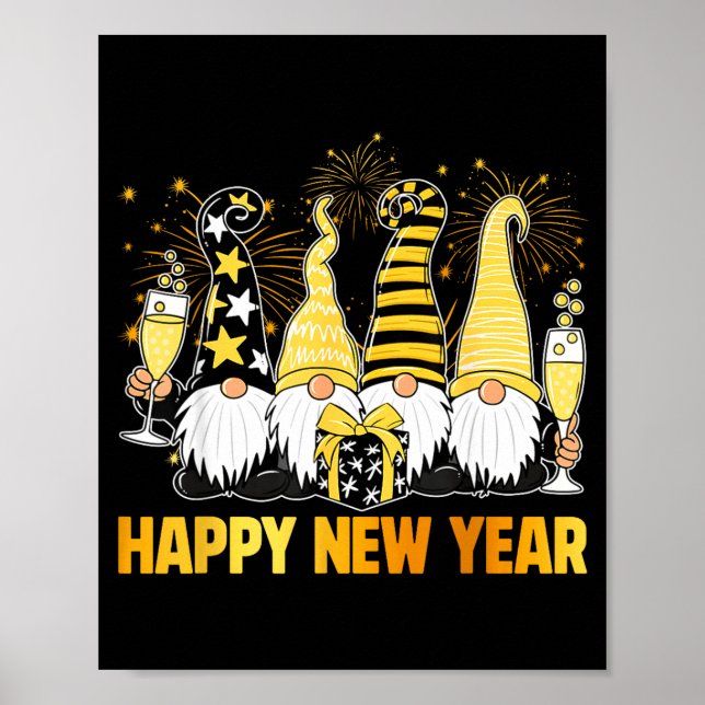 Happy New Year 2026 Gnomes Drinking Champagne New  Poster (Front)