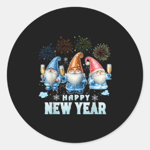 Happy New Year 2026 Gnomes Family Party New Years Classic Round Sticker