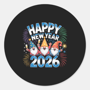 Happy New Year 2026 Gnomes Family Party New Years Classic Round Sticker