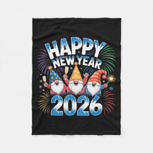 Happy New Year 2026 Gnomes Family Party New Years  Fleece Blanket