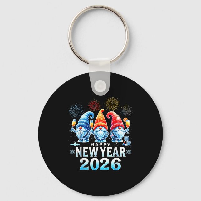 Happy New Year 2026 Gnomes Family Party New Years  Keychain (Front)