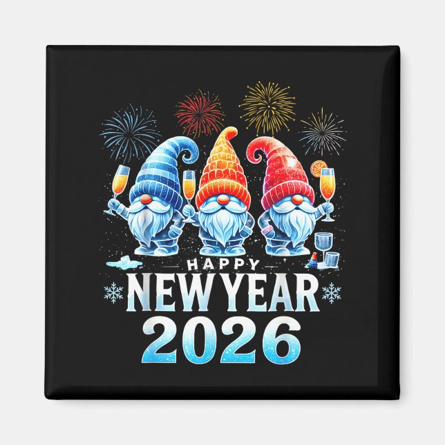 Happy New Year 2026 Gnomes Family Party New Years  Magnet (Front)