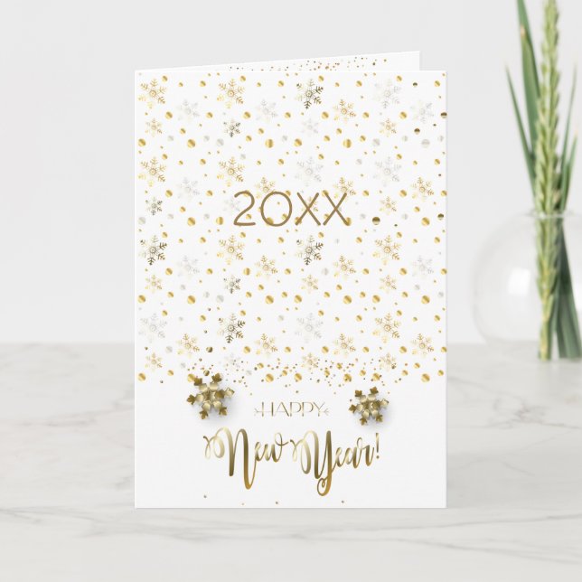 Happy New Year 2026 & Gold Christmas Characters Holiday Card (Front)