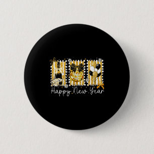 Happy New Year 2026 Gold Coquette Bow Disco Ball C Button