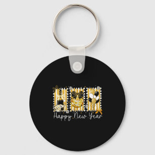 Happy New Year 2026 Gold Coquette Bow Disco Ball C Keychain