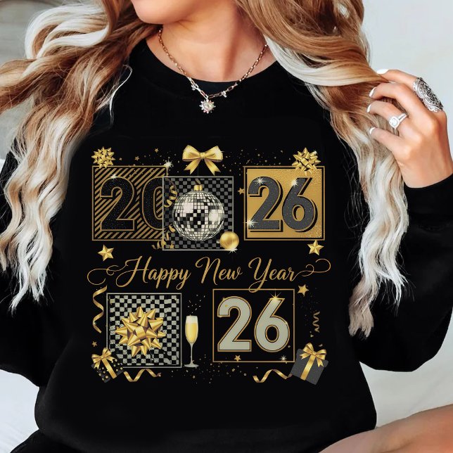 Happy New Year 2026 Gold Glitter Celebration Sweatshirt (Creator Uploaded)