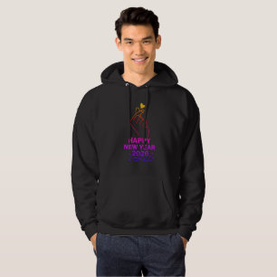 Happy New Year 2026 Gold Hand Heart Hoodie