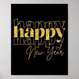Happy New Year 2026 Gold Party Eve Family Xmas Poster