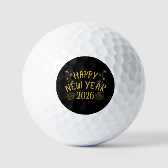 Happy New Year 2026 Golf Balls (Front)