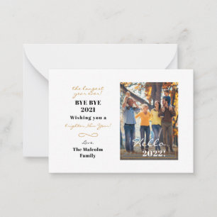 Happy New Year 2026 Hand Lettered Family Photo Note Card