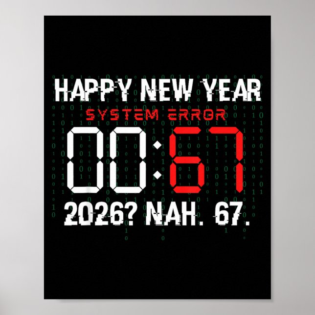 Happy New Year 2026 Humor Clock 6 7 Meme System Er Poster (Front)