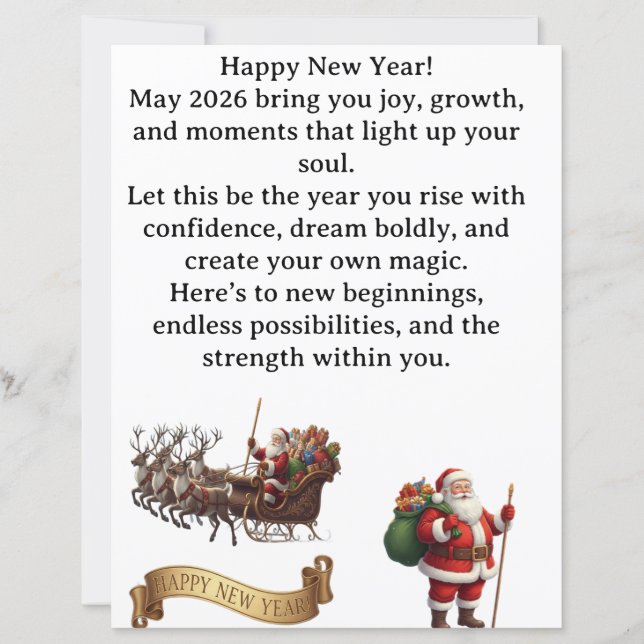Happy New Year 2026 – Inspirational Greeting Card (Front)