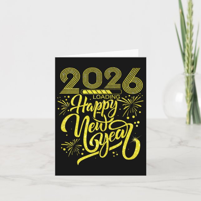 Happy New Year 2026 Loading Fireworks Party Premiu Card (Front)