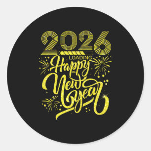 Happy New Year 2026 Loading Fireworks Party Premiu Classic Round Sticker