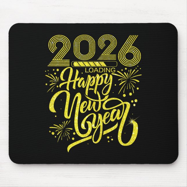 Happy New Year 2026 Loading Fireworks Party Premiu Mouse Pad (Front)