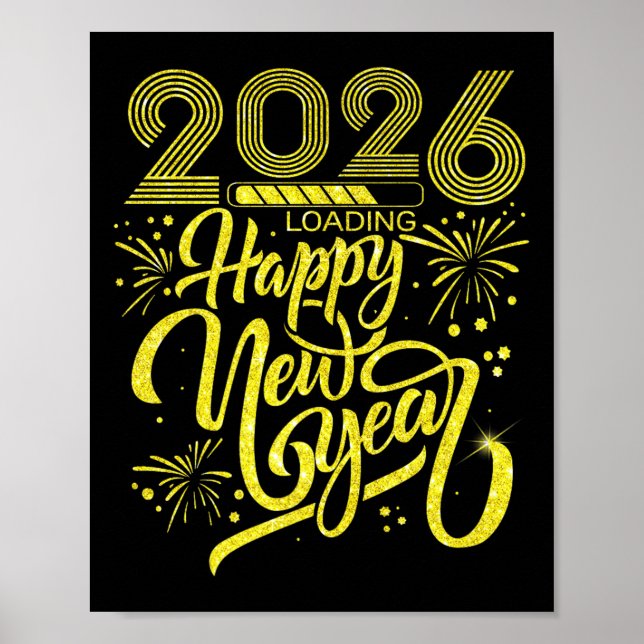 Happy New Year 2026 Loading Fireworks Party Premiu Poster (Front)