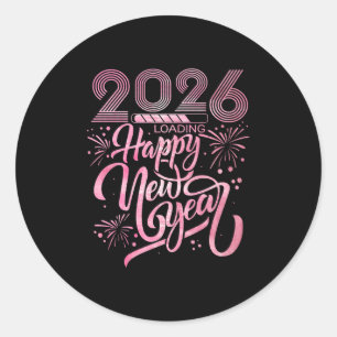 Happy New Year 2026 Loading Fireworks Premium  Classic Round Sticker