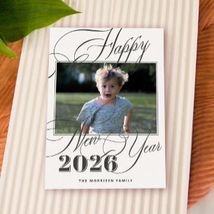 Happy New Year 2026 modern elegant photo Holiday Card