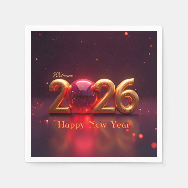 Happy New Year 2026 Napkins (Front)