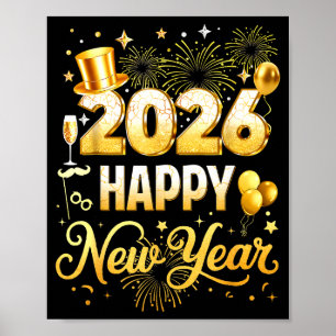 Happy New Year 2026 New Year Party Ballon Family M Poster