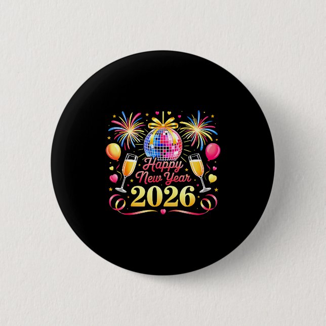 Happy New Year 2026 New Years Eve Party Countdown  Button (Front)
