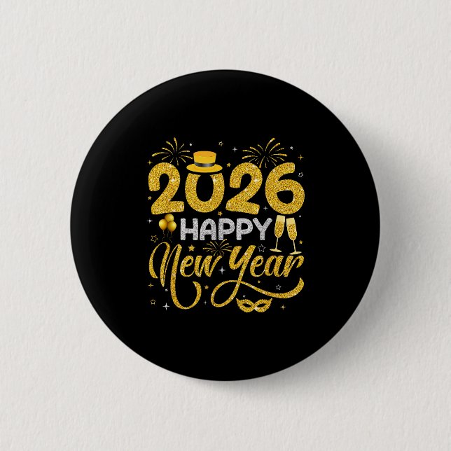 Happy New Year 2026 New Years Eve Party Countdown  Button (Front)