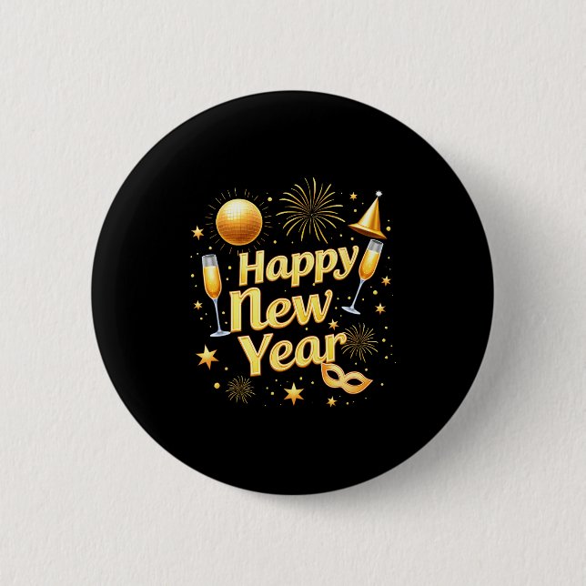 Happy New Year 2026 New Years Eve Party Countdown  Button (Front)