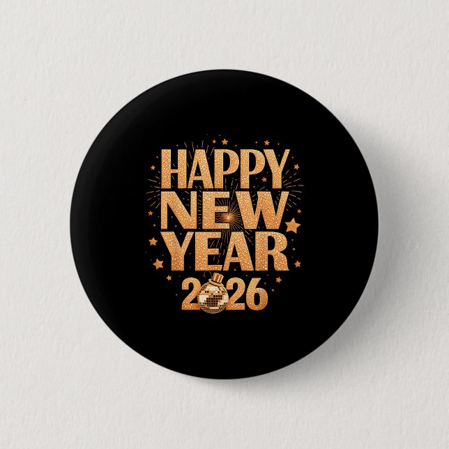 Happy New Year 2026 New Years Eve Party Countdown  Button (Front)