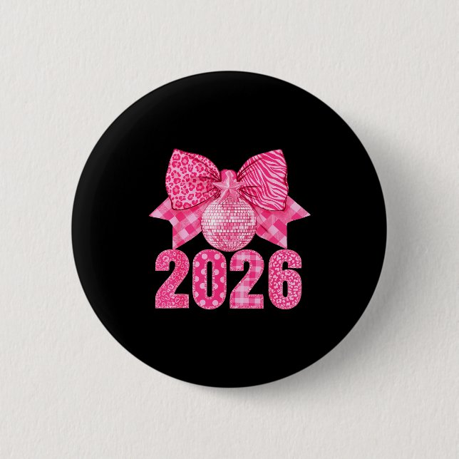 Happy New Year 2026 Nk Bow Patchwork Leopard Zebra Button (Front)