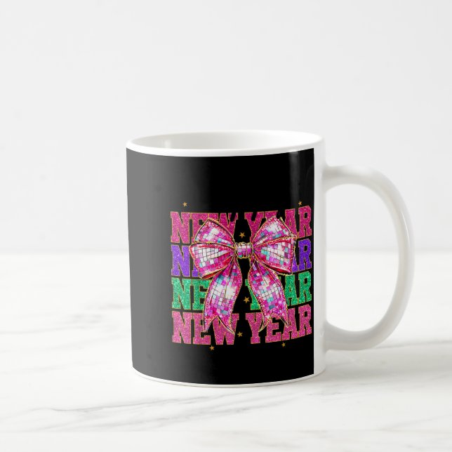 Happy New Year 2026 Nk Coquette Bow Disco Ball Cou Coffee Mug (Right)