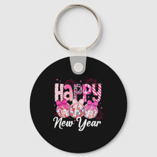 Happy New Year 2026 Nk Coquette Bow Disco Ball Fir Keychain