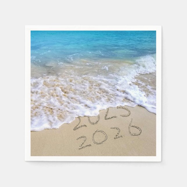 Happy New Year 2026 Ocean Beach  Napkins (Front)