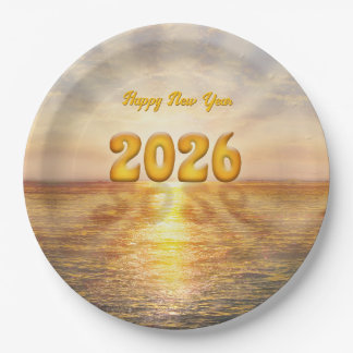 Happy New Year 2026 Paper Plate