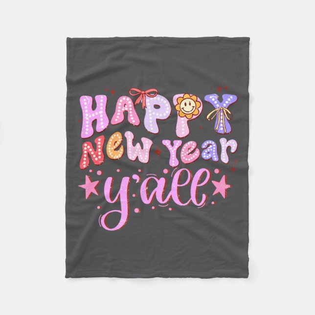 Happy New Year 2026 Party Countdown New Years Y'al Fleece Blanket (Front)