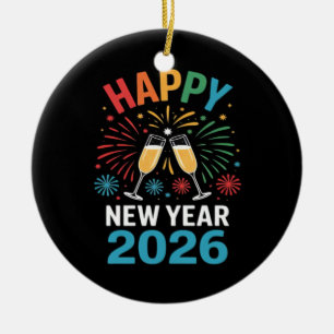 Happy New Year 2026 Party Funny New Years Eve 2026 Ceramic Ornament
