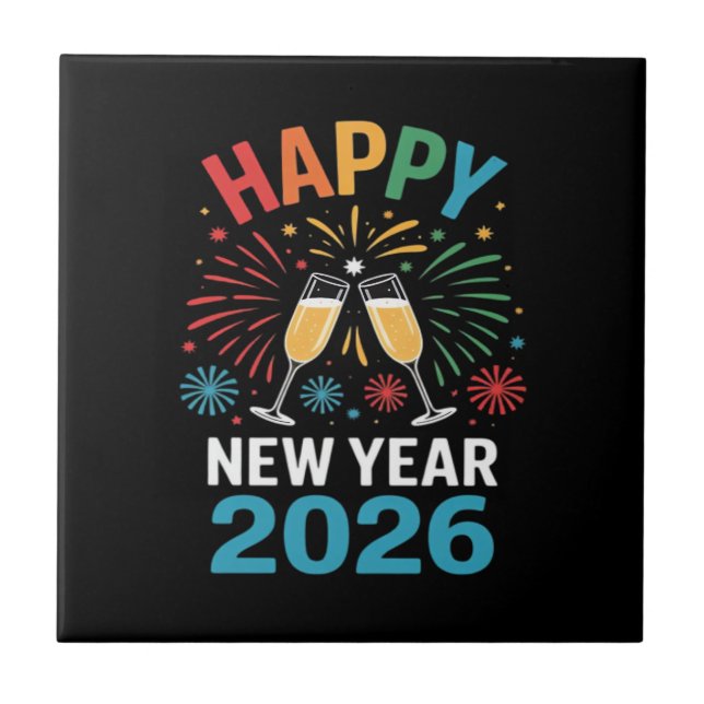 Happy New Year 2026 Party Funny New Years Eve 2026 Ceramic Tile (Front)