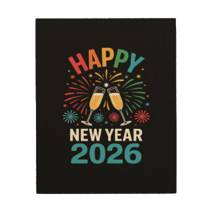 Happy New Year 2026 Party Funny New Years Eve 2026 Wood Wall Art