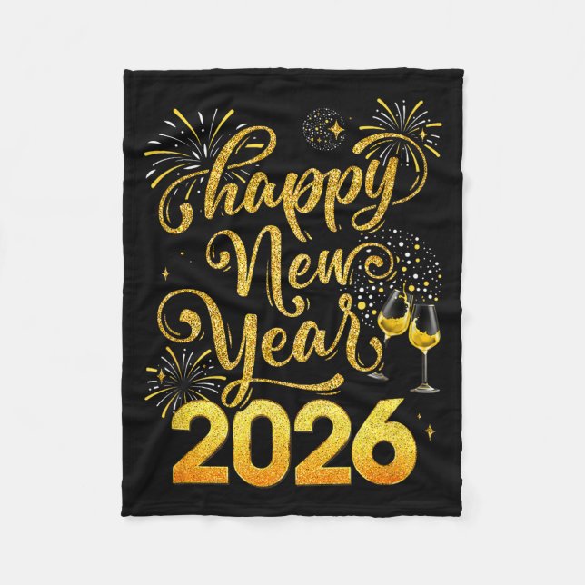 Happy New Year 2026 Party New Years Eve Holiday  Fleece Blanket (Front)