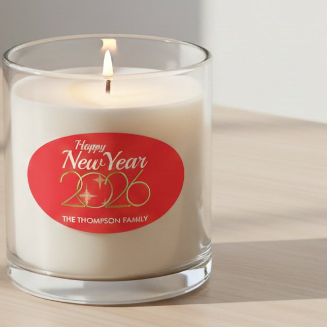 Happy New Year 2026 Personalized Oval Sticker (Creator Uploaded)